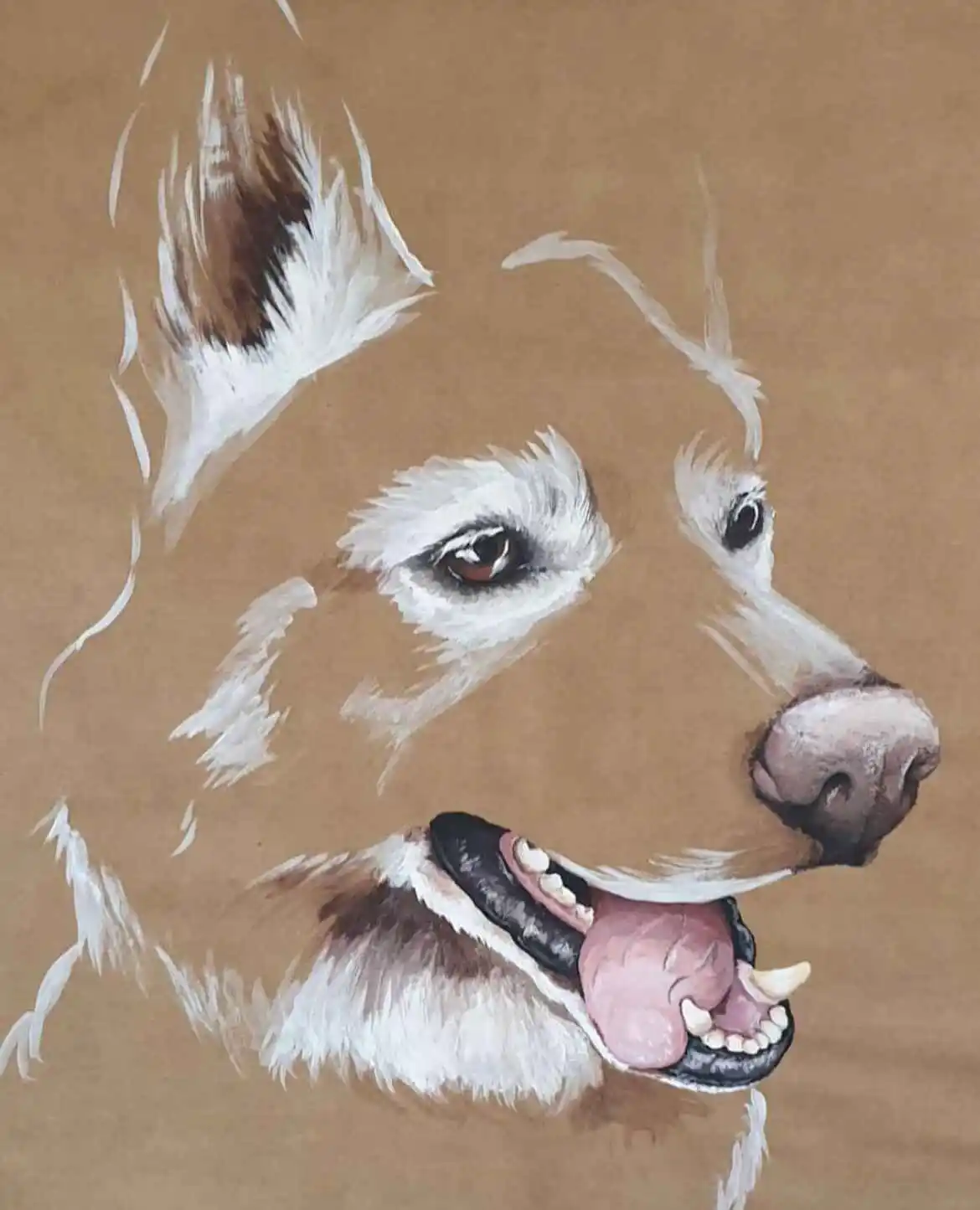 acrylic image of huskey